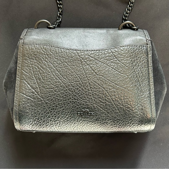 COACH Faye Crossbody Purse Bag All Black Pebbled Leather Flap F1880-F22349 - Picture 10 of 16